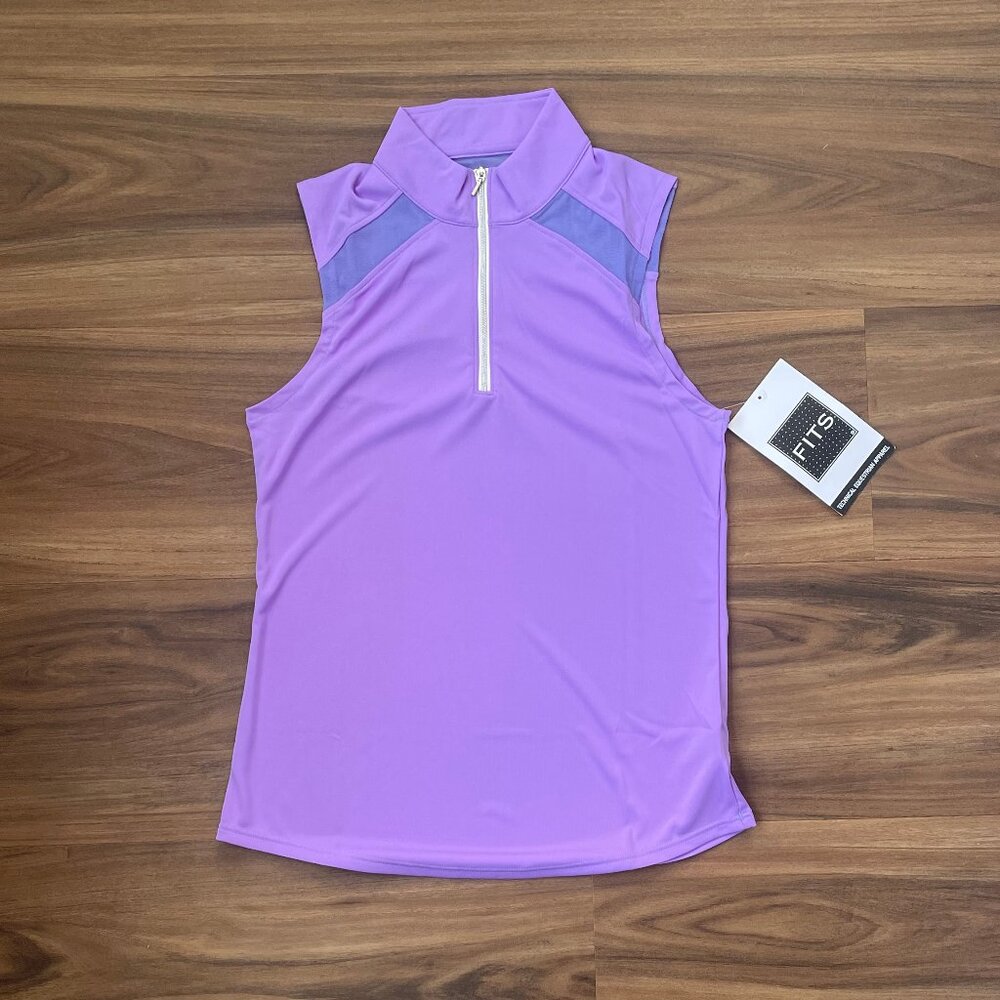 FITS Women's 1/4 ZIp Sleeveless Tank Top Sun Shirt - Purple - Large